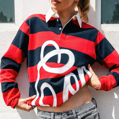 RED STRIPES SPELL-OUT POLO